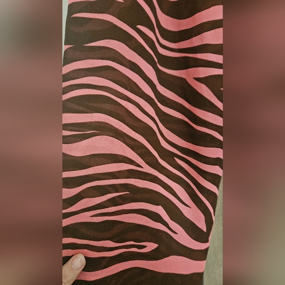 MICHAEL KORS Zebra Print Wide Leg Pants Tie Front Sheer Pants.Pink/brown. Size M - Picture 9 of 14